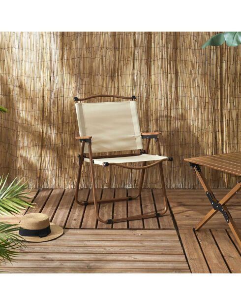 Chaise camping Mariposa beige - 55x77x63 cm