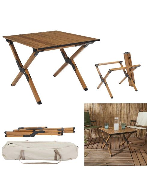 Table camping Mariposa naturelle - 58x44x60 cm