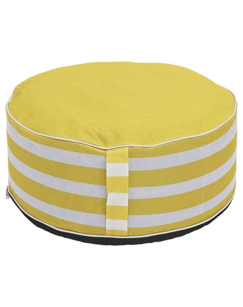 Pouf gonflable rayé blanc/jaune - D.56xH.23 cm