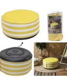 Pouf gonflable rayé blanc/jaune - D.56xH.23 cm