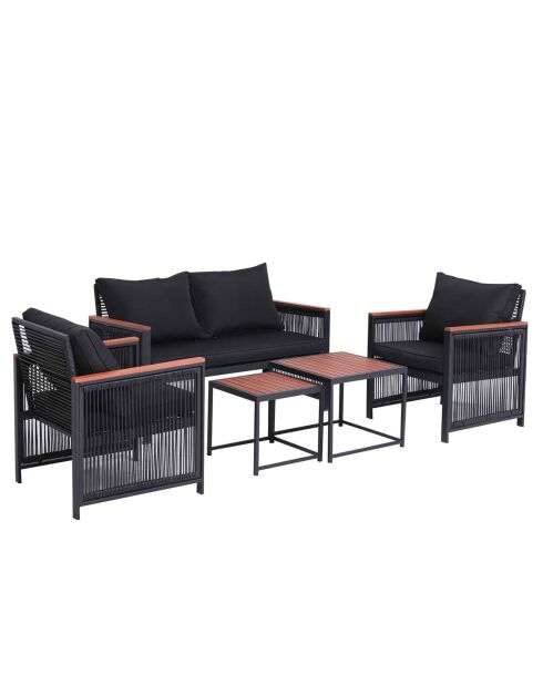 Salon de jardin Phuket 4 places marron/noir - 122x75x63 cm