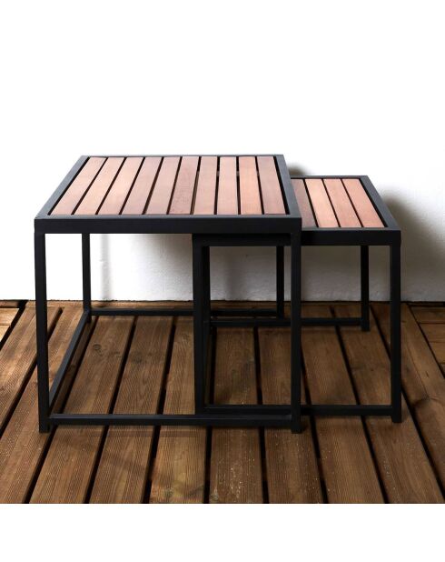 Salon de jardin Phuket 4 places marron/noir - 122x75x63 cm
