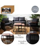 Salon de jardin Phuket 4 places marron/noir - 122x75x63 cm