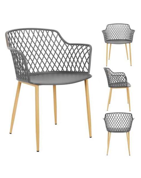 4 Fauteuils Malaga gris - 54.1x80x62.2 cm