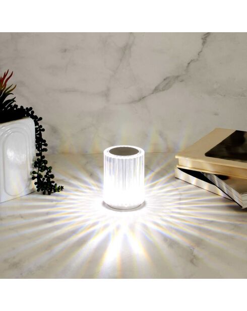 Lampe tactile rechargeable lumière blanche transparent - D.9xH.12 cm