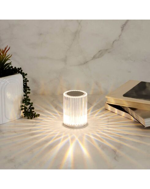 Lampe tactile rechargeable lumière blanche transparent - D.9xH.12 cm