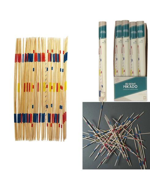 Mikado géant 41 pièces en bois multicolore