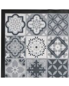 Tapis imprimé carreaux de ciment blanc/gris clair/gris foncé/noir - 60x40 cm