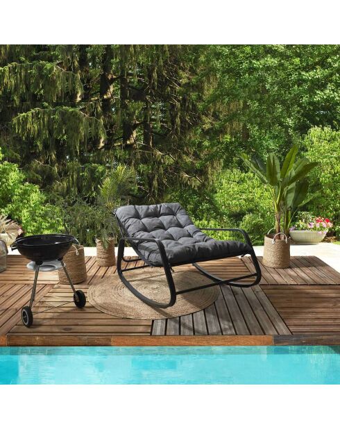 Fauteuil à bascule Miami gris - 92x69x130 cm