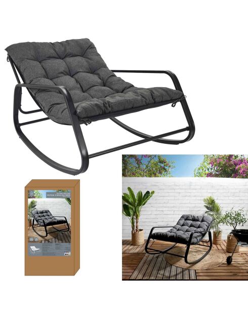 Fauteuil à bascule Miami gris - 92x69x130 cm