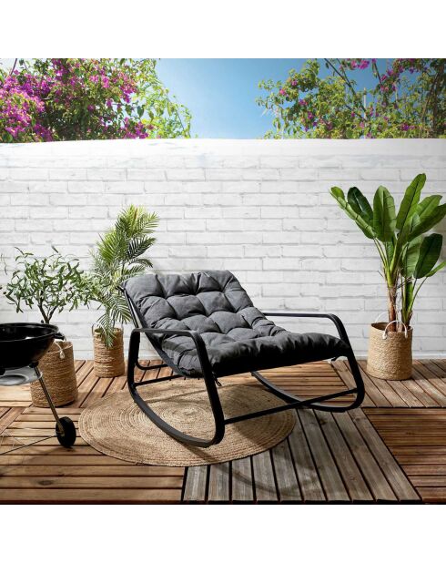 Fauteuil à bascule Miami gris - 92x69x130 cm