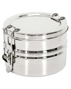 Lunch Box ronde 2 niveaux inox - 14x10x13.4 cm