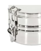 Lunch Box ronde 2 niveaux inox - 14x10x13.4 cm