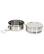 Lunch Box ronde 2 niveaux inox - 14x10x13.4 cm