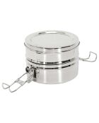 Lunch Box ronde 2 niveaux inox - 14x10x13.4 cm