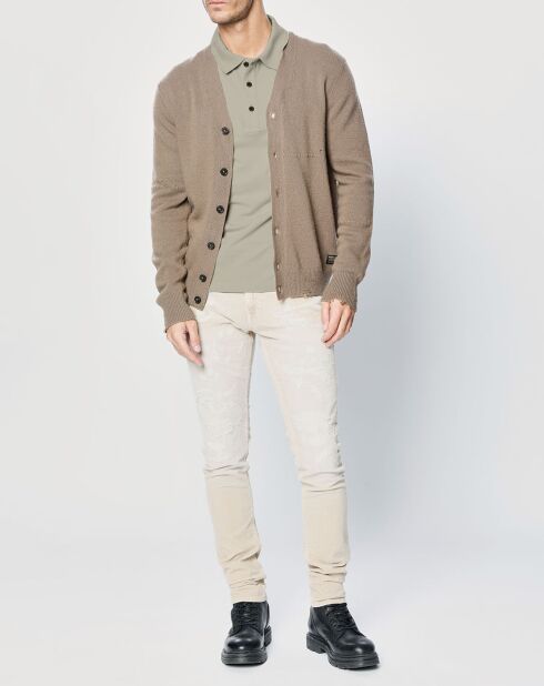 Jean Skinny en Velours côtelé Broken Eged beige
