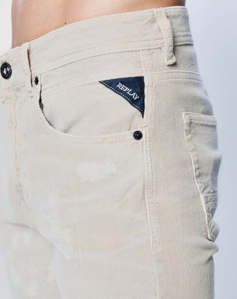Jean Skinny en Velours côtelé Broken Eged beige