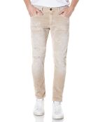 Jean Skinny en Velours côtelé Broken Eged beige