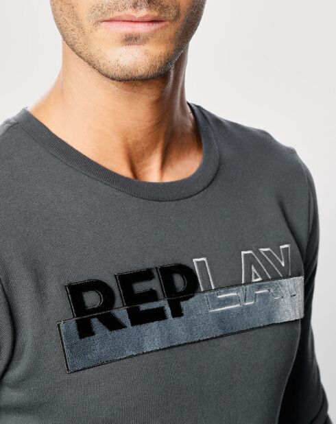 Grijs sweatshirt met logo van twee materialen
