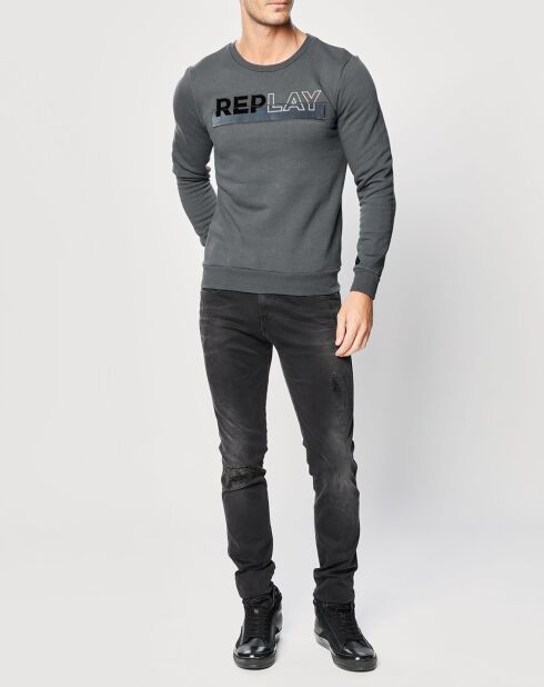 Grijs sweatshirt met logo van twee materialen