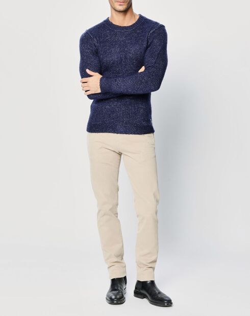 Arktischer blauer, melierter Wollstrickpullover