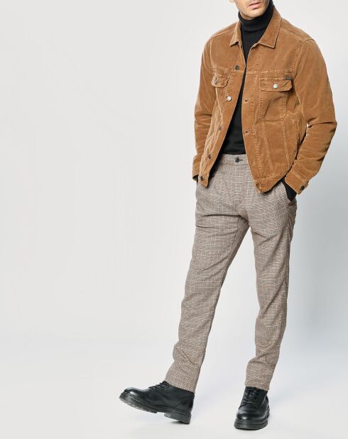 Pantalon Tailorded imprimé pied-de-poule marron