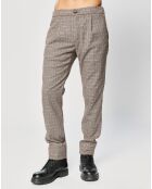 Pantalon Tailorded imprimé pied-de-poule marron