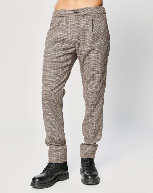 Pantalon Tailorded imprimé pied-de-poule marron