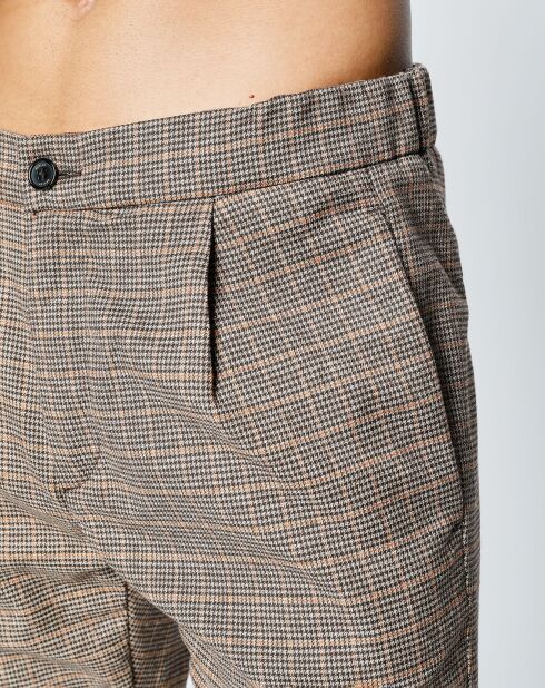 Pantalon Tailorded imprimé pied-de-poule marron