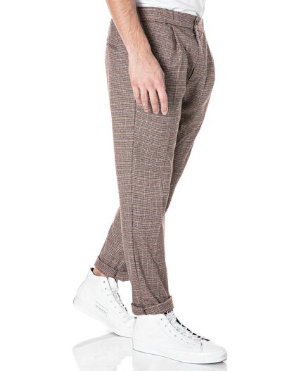 Pantalon Tailorded imprimé pied-de-poule marron