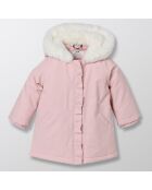 Parka doublée avec Volant rose clair