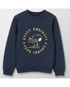 Sweat 100% Coton Bio Cyrillus x Peanuts Snoopy bleu foncé