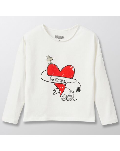T-Shirt 100% Coton Bio Cyrillus x Peanuts Snoopy blanc