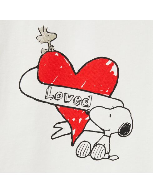 T-Shirt 100% Coton Bio Cyrillus x Peanuts Snoopy blanc