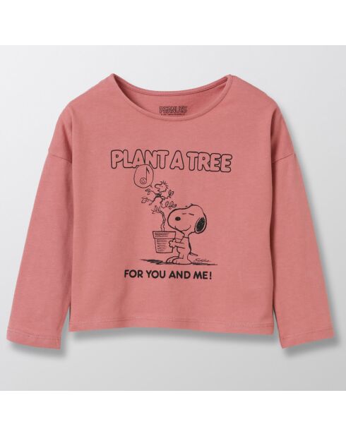 T-Shirt 100% Coton Bio Cyrillus x Peanuts Snoopy rose