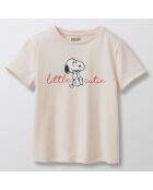 T-Shirt 100% Coton Bio Cyrillus x Peanuts Snoopy rose clair