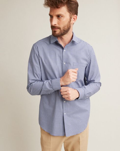 Chemise regular fit à carreaux bicolores sans repassage bleu foncé/multicolore