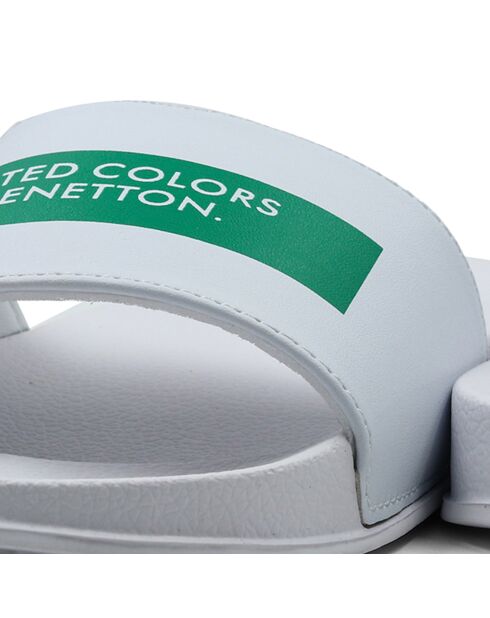 Plateau-Pantoletten Ruby in Weiß/Grün