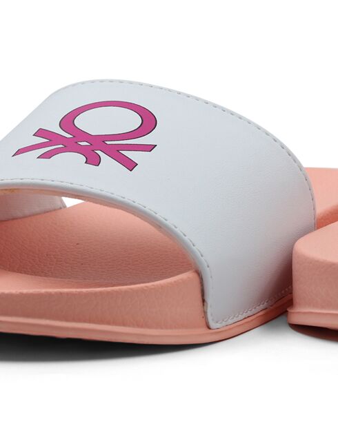 Plateau-Pantoletten Sophie rosa/weiß