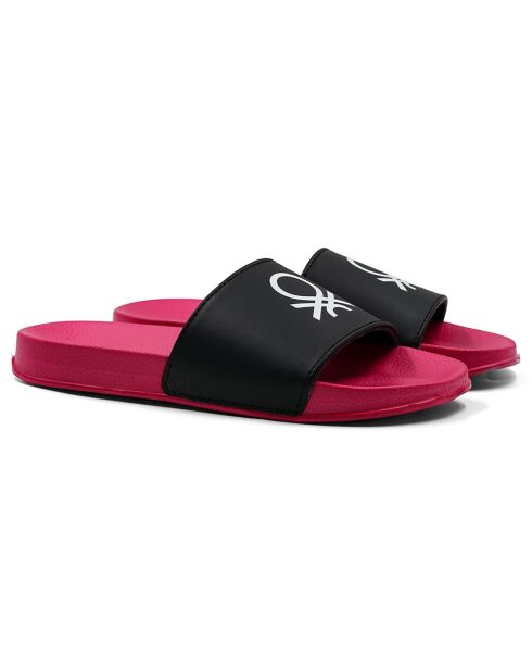 Mules Plateforme Sophie noir/fushia