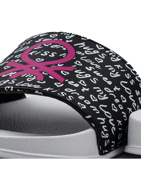 Plateau-Pantoletten Helene in Weiß/Schwarz