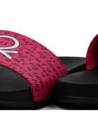 Plateau-Pantoletten Helene in Schwarz/Fuchsia