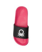 Plateau-Pantoletten in Violett/Rosa/Schwarz