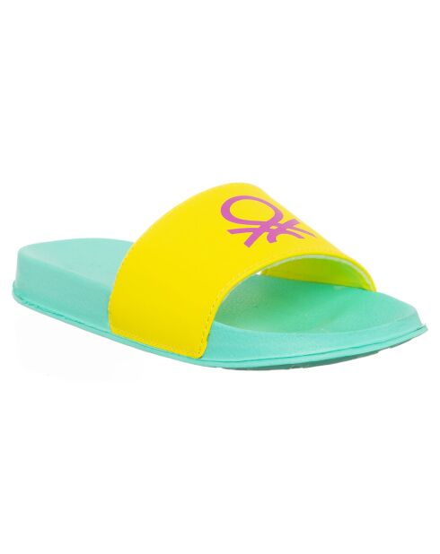 Plateau-Pantoletten Lili in Gelb/Türkis