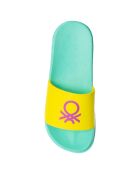 Plateau-Pantoletten Lili in Gelb/Türkis