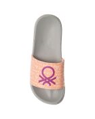 Plateau-Pantoletten Pauline, grau/rosa