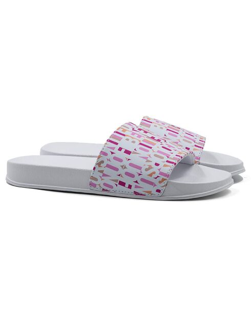 Plateau-Pantoletten Elisa in Weiß/Rosa