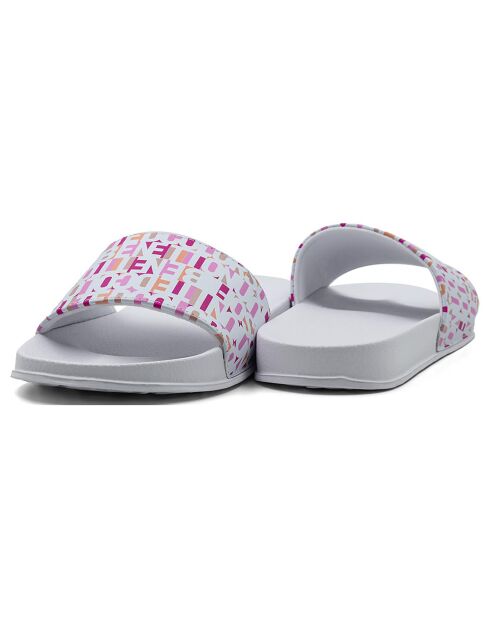 Plateau-Pantoletten Elisa in Weiß/Rosa