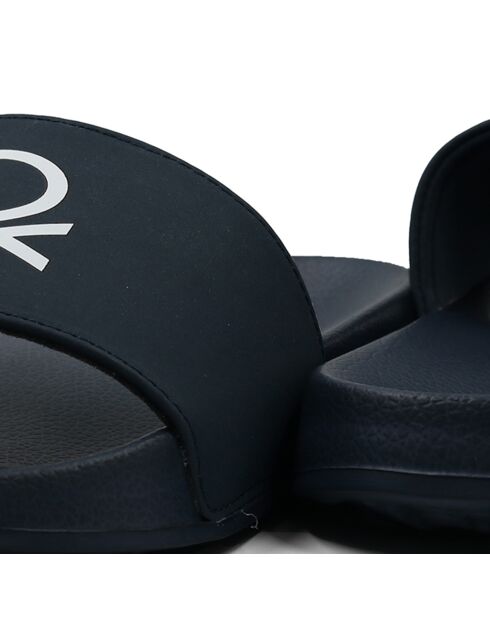 Plateau-Pantoletten Victor, marineblau/weiß