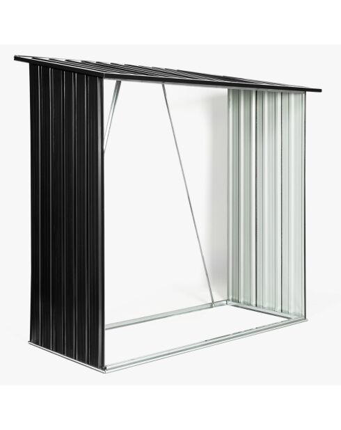 Abri bûches en métal gris anthracite - 163x83x154 cm